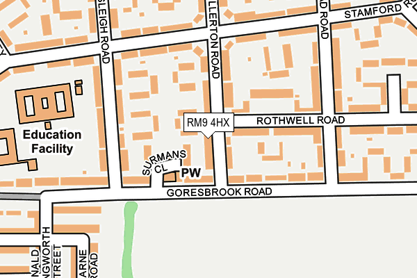 RM9 4HX map - OS OpenMap – Local (Ordnance Survey)