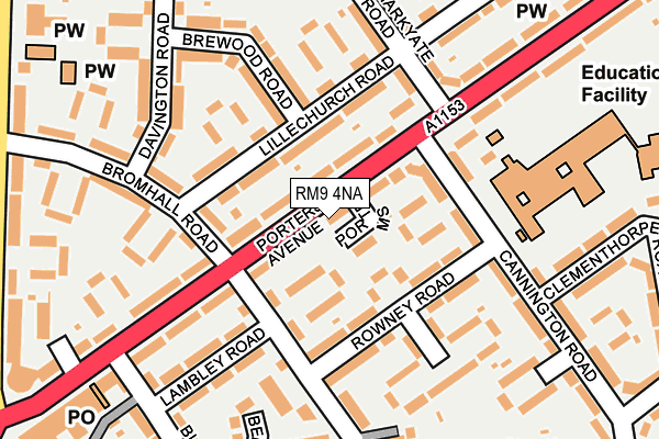 RM9 4NA map - OS OpenMap – Local (Ordnance Survey)