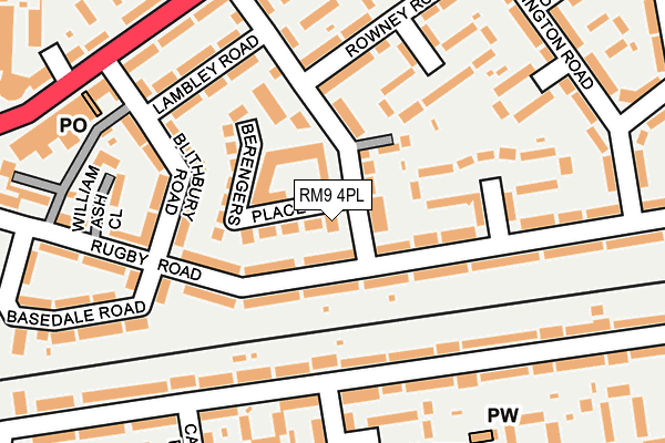 RM9 4PL map - OS OpenMap – Local (Ordnance Survey)