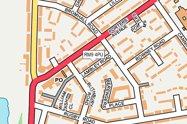 RM9 4PU map - OS OpenMap – Local (Ordnance Survey)