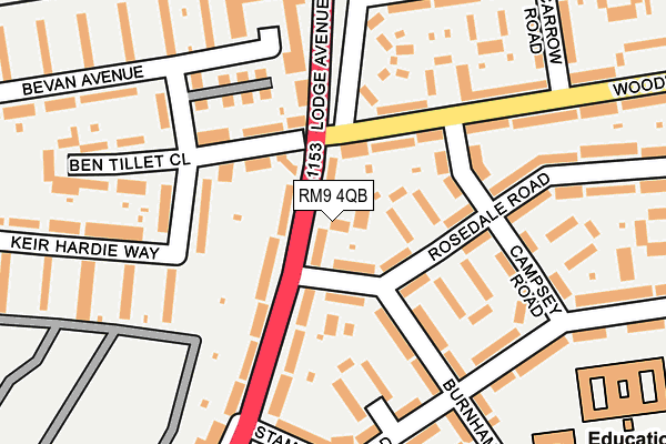 RM9 4QB map - OS OpenMap – Local (Ordnance Survey)