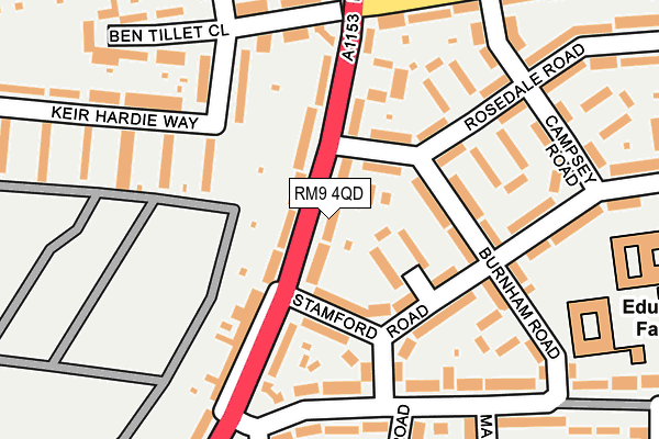 RM9 4QD map - OS OpenMap – Local (Ordnance Survey)