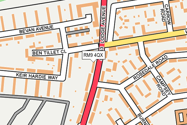 RM9 4QX map - OS OpenMap – Local (Ordnance Survey)
