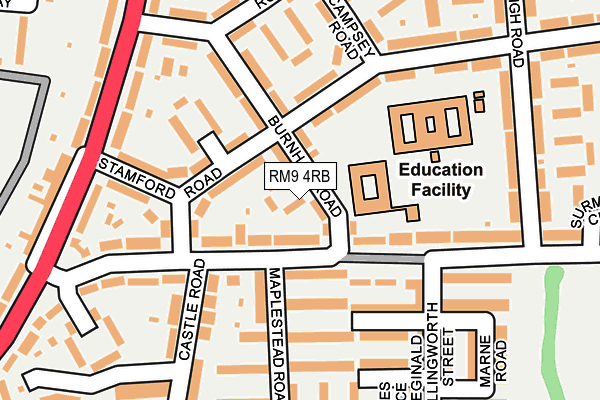 RM9 4RB map - OS OpenMap – Local (Ordnance Survey)