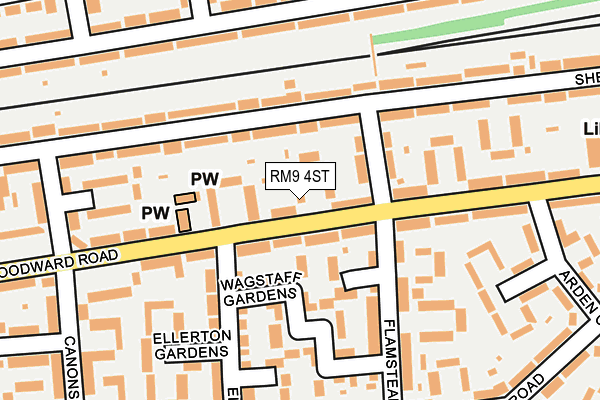 RM9 4ST map - OS OpenMap – Local (Ordnance Survey)