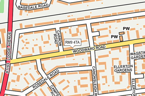 RM9 4TA map - OS OpenMap – Local (Ordnance Survey)