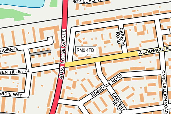 RM9 4TD map - OS OpenMap – Local (Ordnance Survey)