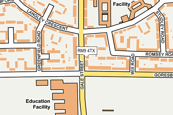 RM9 4TX map - OS OpenMap – Local (Ordnance Survey)