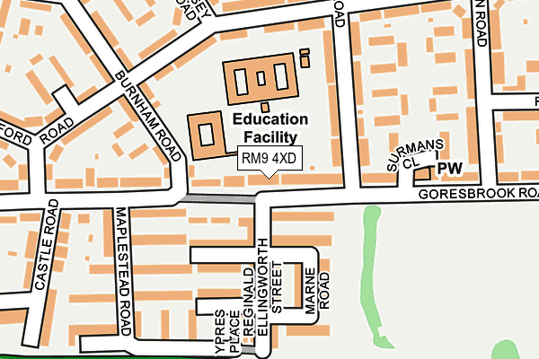 RM9 4XD map - OS OpenMap – Local (Ordnance Survey)