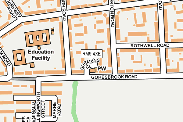 RM9 4XE map - OS OpenMap – Local (Ordnance Survey)