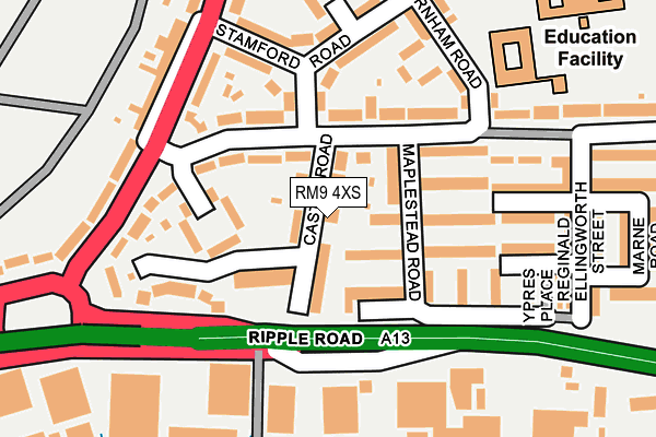 RM9 4XS map - OS OpenMap – Local (Ordnance Survey)
