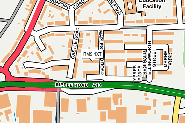 RM9 4XT map - OS OpenMap – Local (Ordnance Survey)