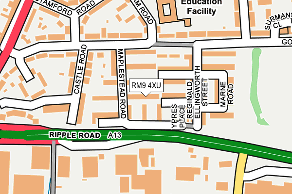 RM9 4XU map - OS OpenMap – Local (Ordnance Survey)