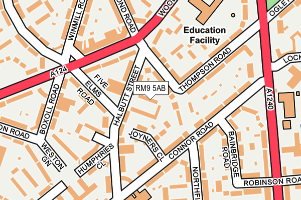 RM9 5AB map - OS OpenMap – Local (Ordnance Survey)