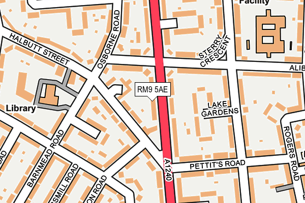 RM9 5AE map - OS OpenMap – Local (Ordnance Survey)