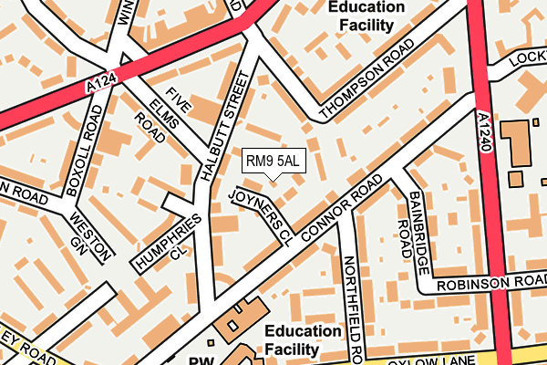 RM9 5AL map - OS OpenMap – Local (Ordnance Survey)