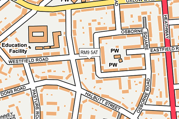 RM9 5AT map - OS OpenMap – Local (Ordnance Survey)