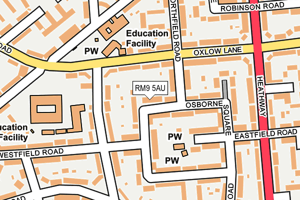 RM9 5AU map - OS OpenMap – Local (Ordnance Survey)