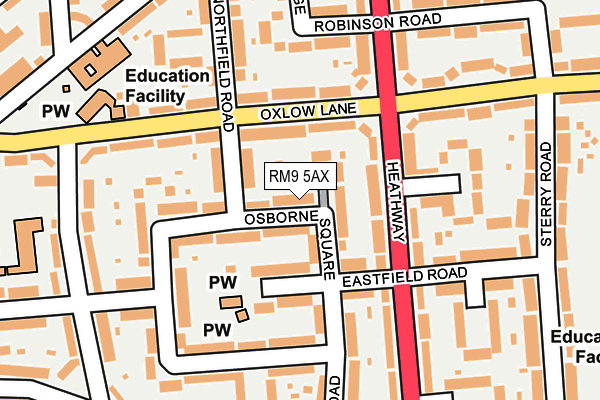 RM9 5AX map - OS OpenMap – Local (Ordnance Survey)