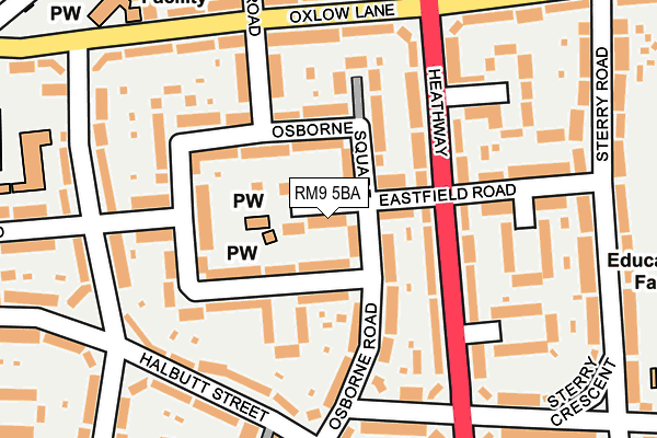 RM9 5BA map - OS OpenMap – Local (Ordnance Survey)