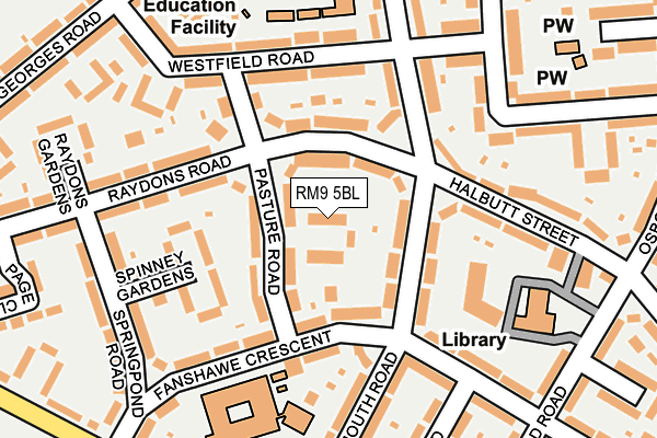 RM9 5BL map - OS OpenMap – Local (Ordnance Survey)