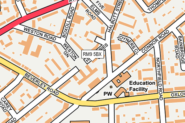 RM9 5BX map - OS OpenMap – Local (Ordnance Survey)