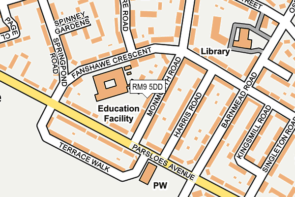 RM9 5DD map - OS OpenMap – Local (Ordnance Survey)