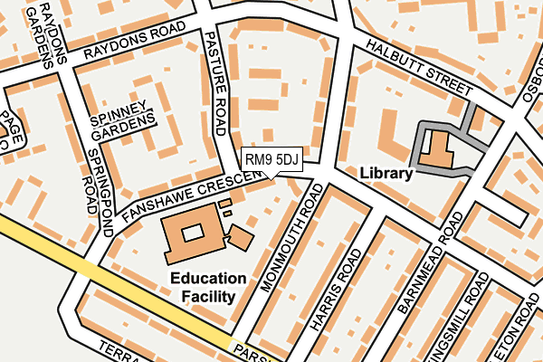 RM9 5DJ map - OS OpenMap – Local (Ordnance Survey)