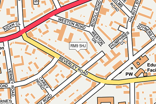 RM9 5HJ map - OS OpenMap – Local (Ordnance Survey)