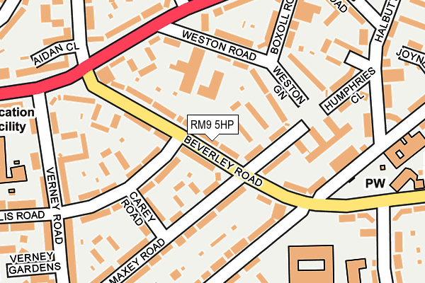 RM9 5HP map - OS OpenMap – Local (Ordnance Survey)