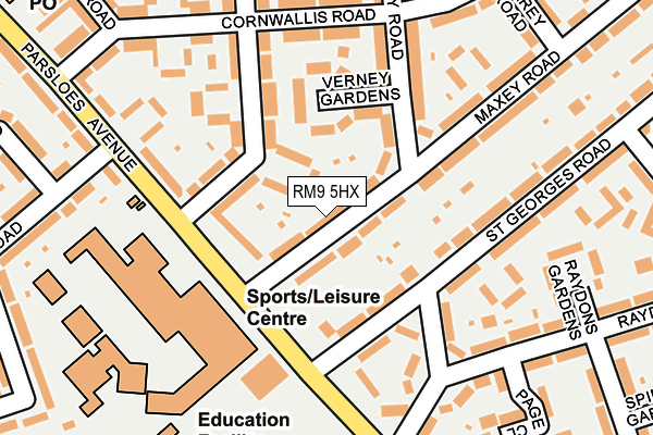 RM9 5HX map - OS OpenMap – Local (Ordnance Survey)