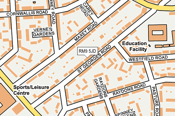 RM9 5JD map - OS OpenMap – Local (Ordnance Survey)