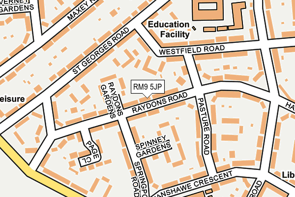 RM9 5JP map - OS OpenMap – Local (Ordnance Survey)