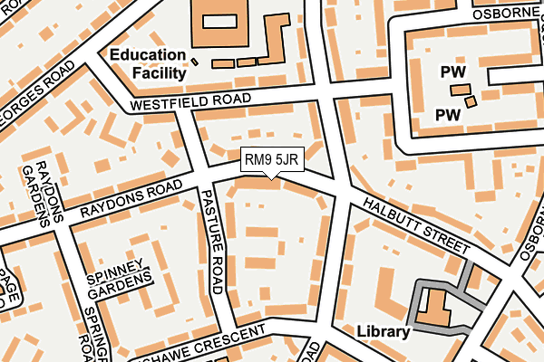 RM9 5JR map - OS OpenMap – Local (Ordnance Survey)