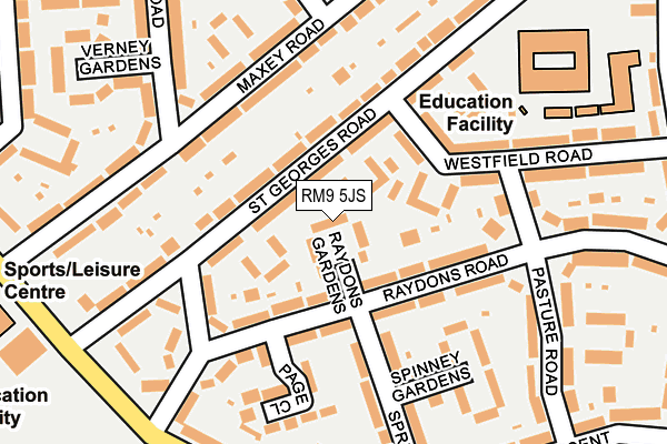 RM9 5JS map - OS OpenMap – Local (Ordnance Survey)