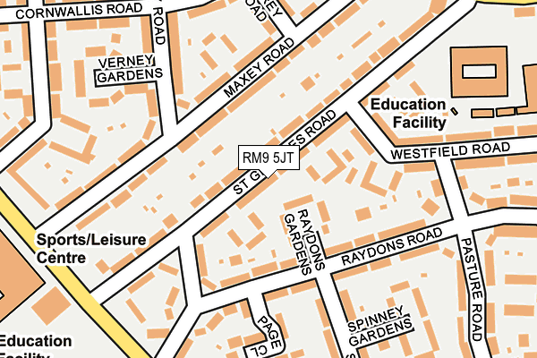 RM9 5JT map - OS OpenMap – Local (Ordnance Survey)