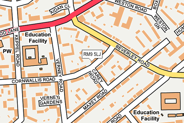 RM9 5LJ map - OS OpenMap – Local (Ordnance Survey)