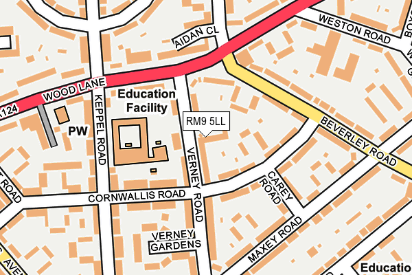 RM9 5LL map - OS OpenMap – Local (Ordnance Survey)