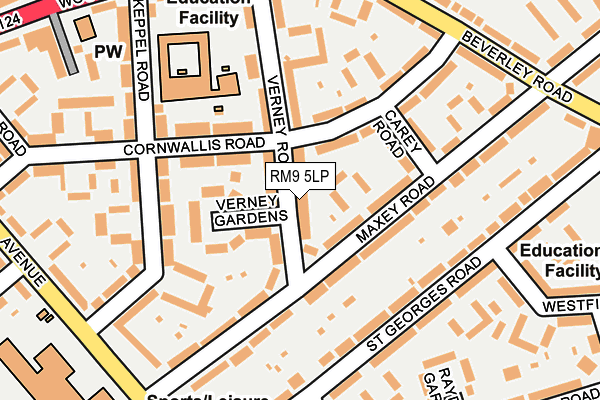 RM9 5LP map - OS OpenMap – Local (Ordnance Survey)
