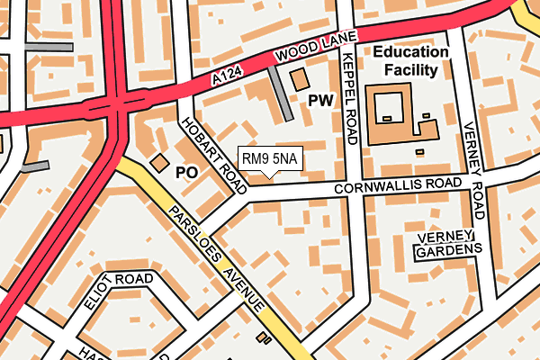 RM9 5NA map - OS OpenMap – Local (Ordnance Survey)