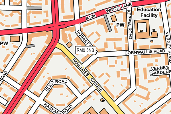 RM9 5NB map - OS OpenMap – Local (Ordnance Survey)