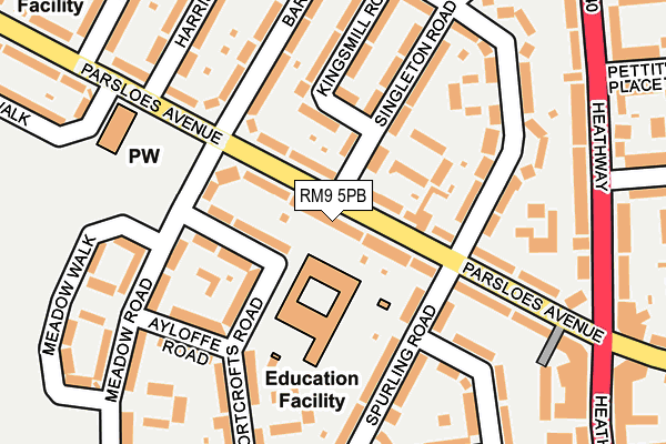 RM9 5PB map - OS OpenMap – Local (Ordnance Survey)