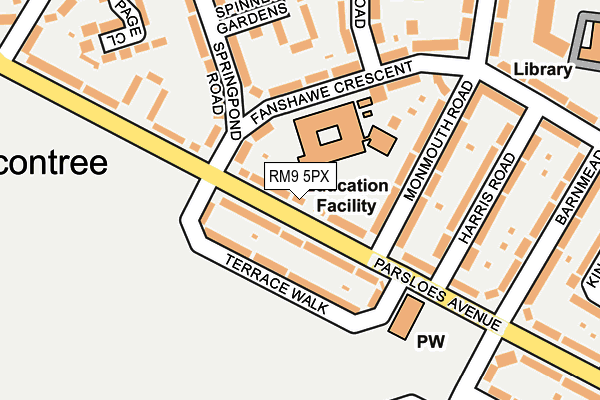 RM9 5PX map - OS OpenMap – Local (Ordnance Survey)