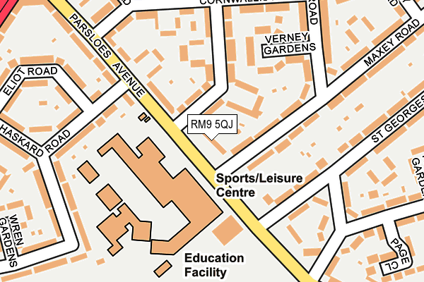 RM9 5QJ map - OS OpenMap – Local (Ordnance Survey)