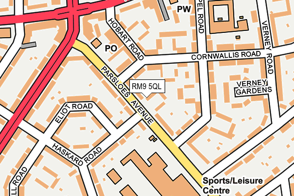 RM9 5QL map - OS OpenMap – Local (Ordnance Survey)