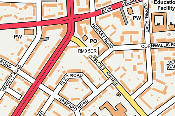 RM9 5QR map - OS OpenMap – Local (Ordnance Survey)