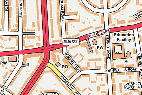 RM9 5SL map - OS OpenMap – Local (Ordnance Survey)