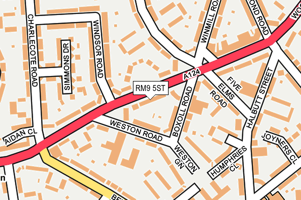 RM9 5ST map - OS OpenMap – Local (Ordnance Survey)