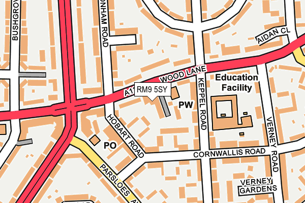 RM9 5SY map - OS OpenMap – Local (Ordnance Survey)