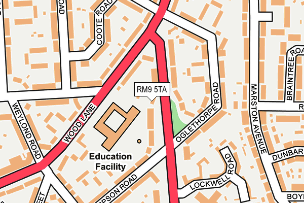 RM9 5TA map - OS OpenMap – Local (Ordnance Survey)